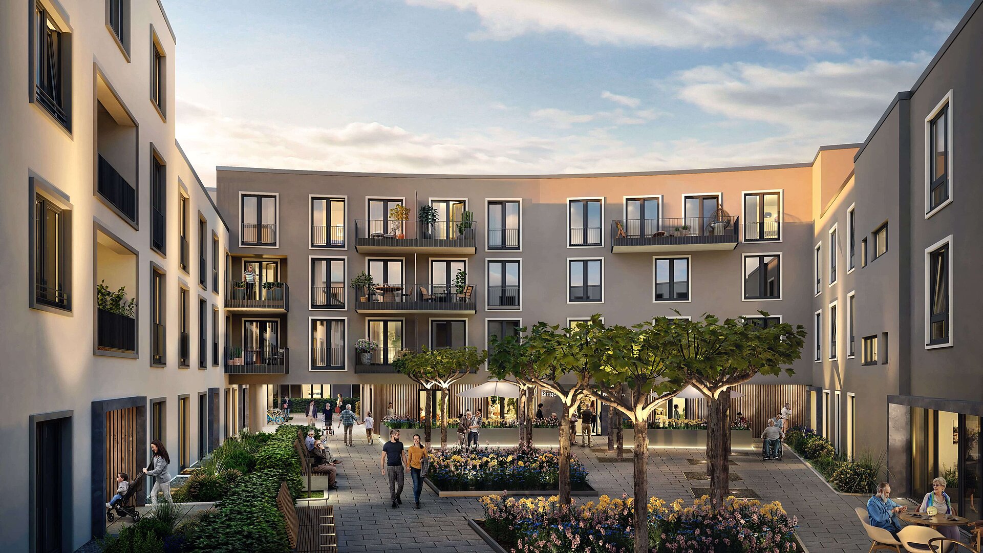 Der schön gestaltete Innenhof lädt zum Verweilen ein.